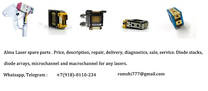 Alma Laser spare parts . Price, description, repair, delivery, diagnostics, sale, service. Diode stacks, diode arrays, microchannel and macrochannel for any lasers.